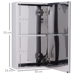 HOMCOM Wall-Mounted Bathroom Mirror Cabinet with Glass Door, 2 Storage Levels – Contemporary Design
