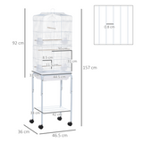 PawHut Large Bird Cage for Budgies, Finches & Canaries with Stand, Sliding Tray & Storage Basket – White