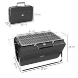 Outsunny Portable Suitcase BBQ Grill, Foldable Charcoal Barbecue – Camping, Picnic & Party, Black