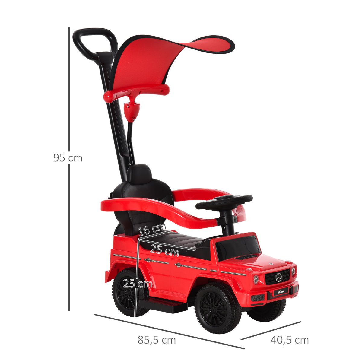 HOMCOM Mercedes-Benz G350 Ride-On Sliding Car with Canopy & Under-Seat Storage – Toddler Floor Slider, Red