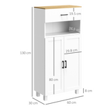 HOMCOM Kitchen Cupboard Storage Cabinet with Drawer, Open Appliance Space & Countertop – White