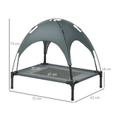 Pawhut Elevated Dog Bed with Removable UV Canopy and Steel Frame – Cooling Raised Pet Cot, Grey