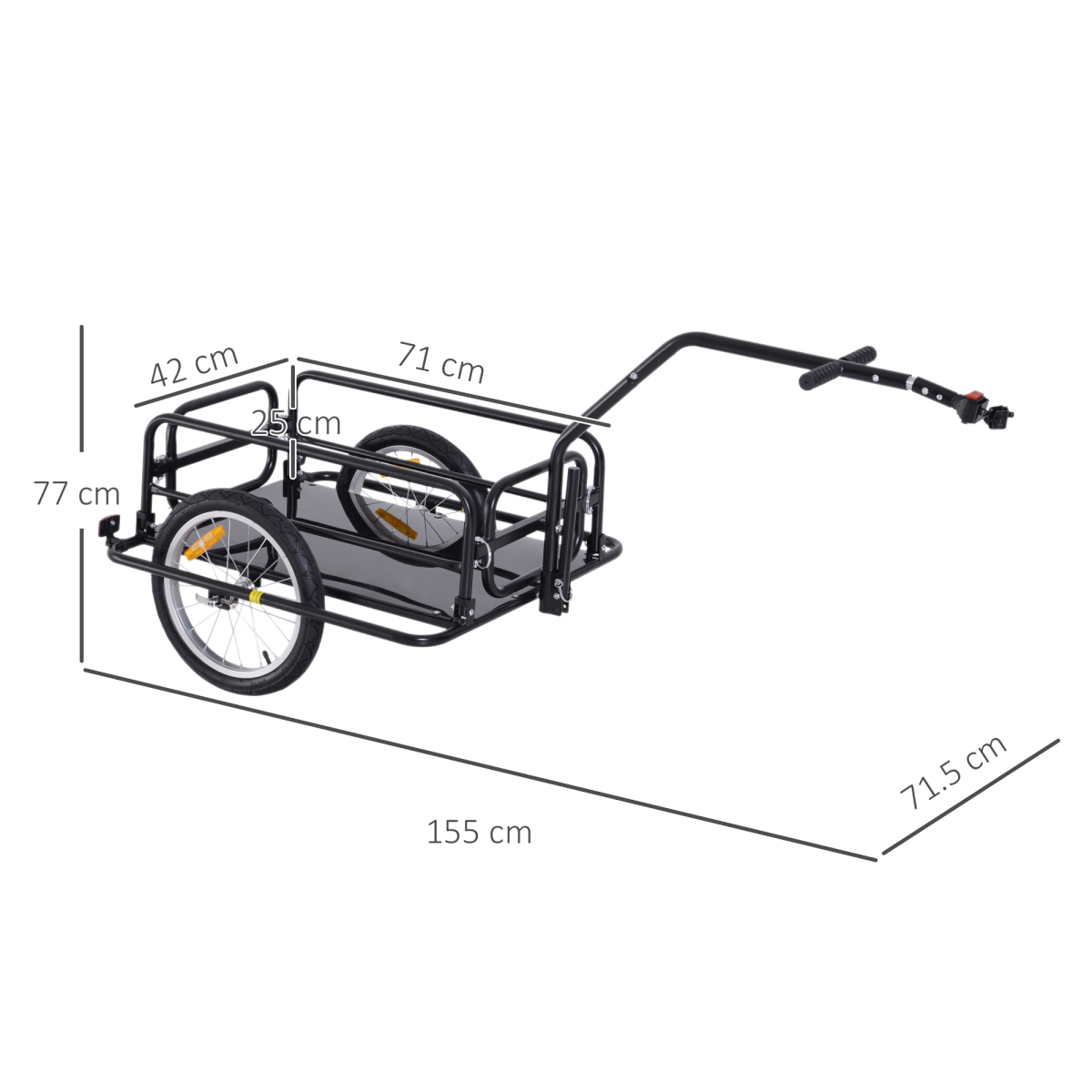 HOMCOM Folding Bicycle Cargo Trailer with Hitch, 40kg Capacity – Detachable Walls, Luggage Storage Cart