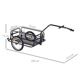 HOMCOM Folding Bicycle Cargo Trailer with Hitch, 40kg Capacity – Detachable Walls, Luggage Storage Cart