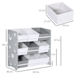 ZONEKIZ Storage Unit with 9 Removable Storage Baskets for Nursery Playroom – Grey