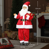 HOMCOM Life Size Animated Santa Claus with Sound Activation and LED Lights – Christmas Party Decoration, Red