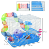 PawHut Hamster Cage Carrier with Exercise Wheel and Tunnel Tube – Small Animal House for Hamsters and Gerbils