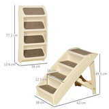 Foldable Non-Slip Pet Steps for Bed and Sofa – Portable Dog and Cat Stairs for Small Pets, Beige