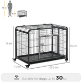 PawHut Foldable Metal Dog Crate with Lockable Doors, Wheels & Removable Tray – Large Dog Kennel