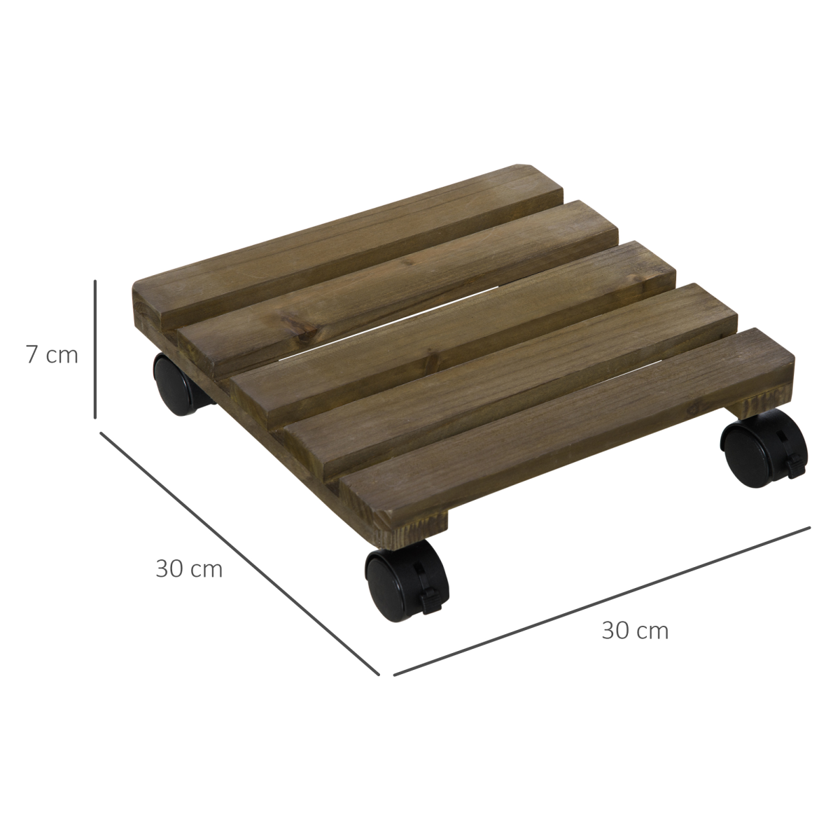 Outsunny 2 Pack Solid Wood Corner Plant Stands with Wheels – Mobile Flowerpot Holders for Garden & Balcony