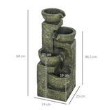 Outsunny 4-Tier Stone-Look Garden Water Fountain with Pump & Adjustable Flow – Cascading Resin Water Feature