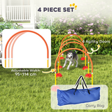 PawHut 4 Piece Dog Agility Doors with Adjustable Width, Fillable Bases & Carry Bag – Training Equipment, Orange