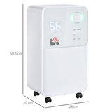 HOMCOM Portable Dehumidifier 12L/Day with 2000ml Tank – Quiet Damp Control for Home & Laundry Room
