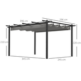 Outsunny 4x3m Aluminium Pergola Gazebo with Retractable Roof – Rust-Resistant Garden Shelter, Grey