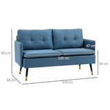 HOMCOM Dark Blue Loveseat gold-tone leg detail