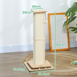 PawHut 87cm Cat Scratching Post 3-in-1 with Sisal Cover, Turntable Rail & Track Ball Toy – Oak