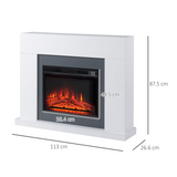HOMCOM Freestanding Electric Fireplace Heater with LED Flame, Remote and Timer – Living Room Fireplace Suite