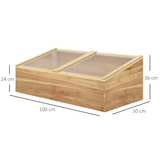 Outsunny Wooden Cold Frame Greenhouse with Polycarbonate Panels & Lifting Roof – 100 x 50 x 36cm, Natural