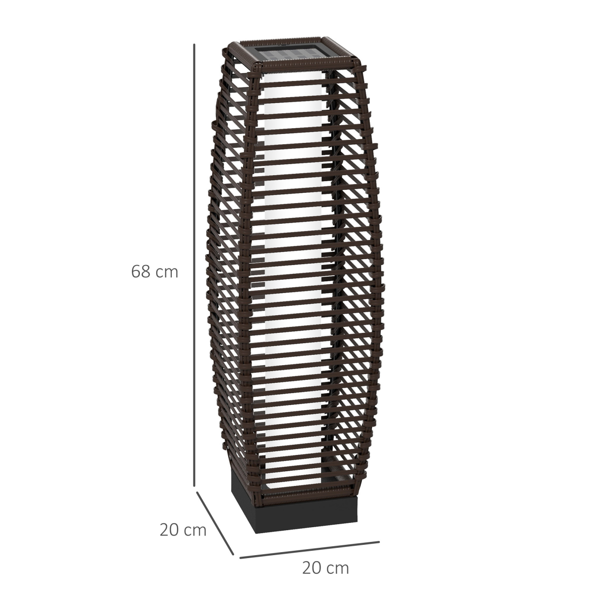 Outsunny Solar Rattan Floor Lamp with Auto On/Off LED & IP44 Water Resistance – Warm White Garden Light, Brown