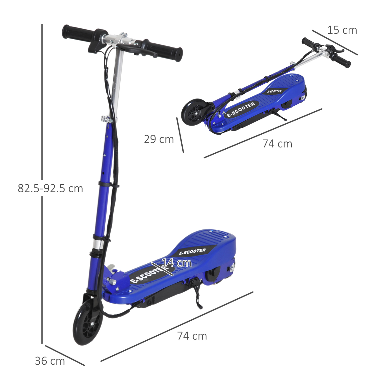 HOMCOM Folding Kids Electric Scooter with Adjustable Height & PU Wheels – Battery Powered, Ages 7-14