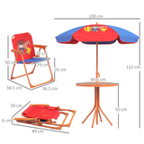 Outsunny Kids Bistro Table and Chair Set with Cowboy Theme, Adjustable Parasol – Outdoor Play Set
