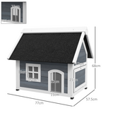 PawHut Outdoor Feral Cat House with Openable Asphalt Roof and Three Doors – Fir Wood Shelter, Grey