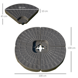 4-Piece Cantilever Offset Umbrella Base Set, Water & Sand Fillable HDPE – Connecting Parasol Stand