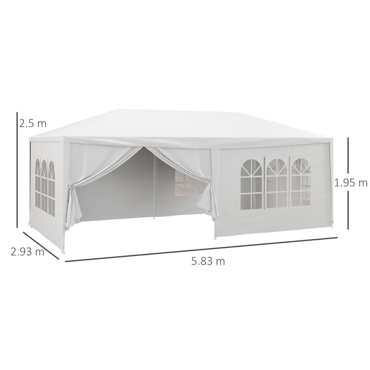 Outsunny 6x3m Gazebo Party Tent with Removable Side Walls & Windows – Outdoor Garden Event Canopy, White