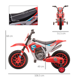 HOMCOM Kids Electric Motorbike Ride-On with Training Wheels, 3-8km/h – Battery-Powered Toy for Ages 3-5, Red