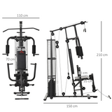 HOMCOM Multifunction Home Gym with Dual Press Arm & Leg Developer – Full-Body Strength Training Station