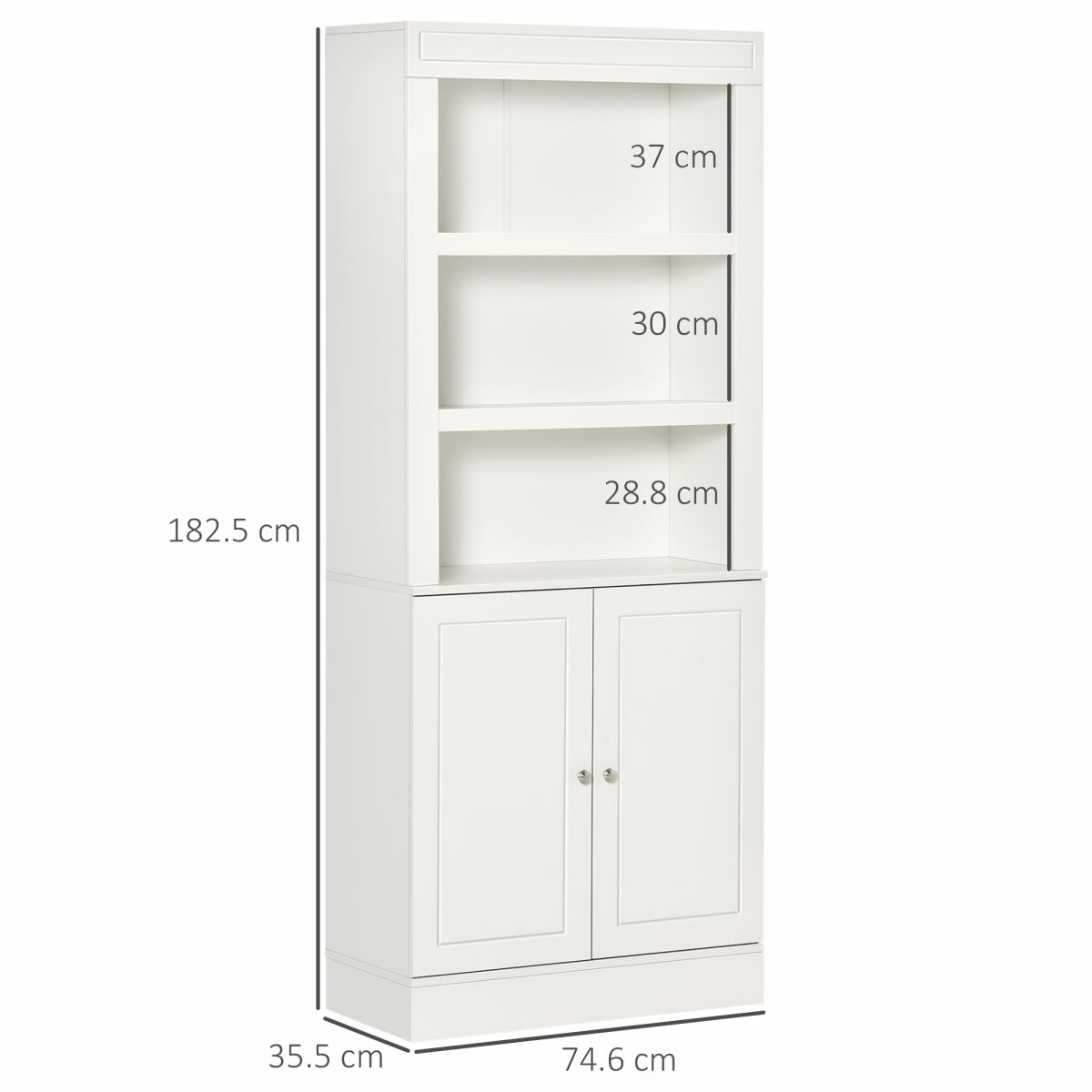 HOMCOM White Kitchen Cupboard Sideboard with 6-Tier Shelving & Double Doors – Storage Cabinet
