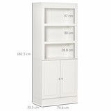 HOMCOM White Kitchen Cupboard Sideboard with 6-Tier Shelving & Double Doors – Storage Cabinet