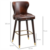 HOMCOM Luxury European Style PU Leather Bar Stools, Set of 2 with Padded Seat & Footrest – Brown