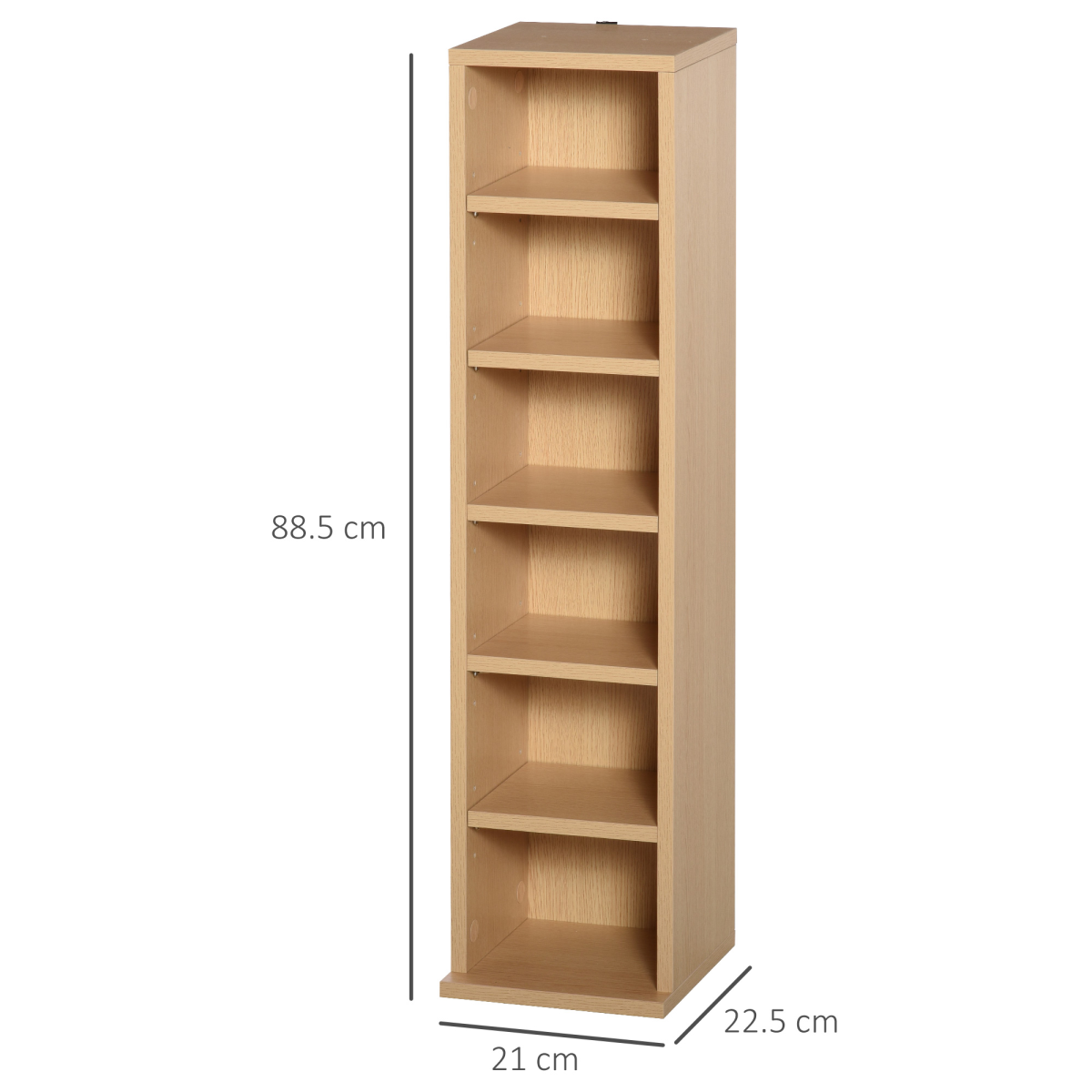 Set of 2 CD & Media Tower Racks with Adjustable Shelves – Slim Storage for CDs, DVDs & Games, Wood Colour