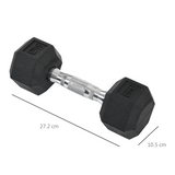HOMCOM Hexagonal Dumbbell Set, 2 x 5kg with Knurled Handles – Anti-Roll Hand Weights for Home Gym Training