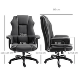 Piped PU Leather High Back Gaming Office Chair with 150° Recline & Rocking Function – Home Office Chair, Black