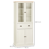 HOMCOM 5-Tier Kitchen Pantry Cupboard with Adjustable Shelves & Doors – Freestanding Storage, Cream