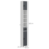 Kleankin Slim Bathroom Cabinet with Drawer, Four Open Shelves & Toilet Roll Storage – Floor Standing Unit, Grey