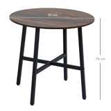 HOMCOM 80cm Round Kitchen Table for Small Spaces with Steel Legs and Non-Slip Feet – Dining Table