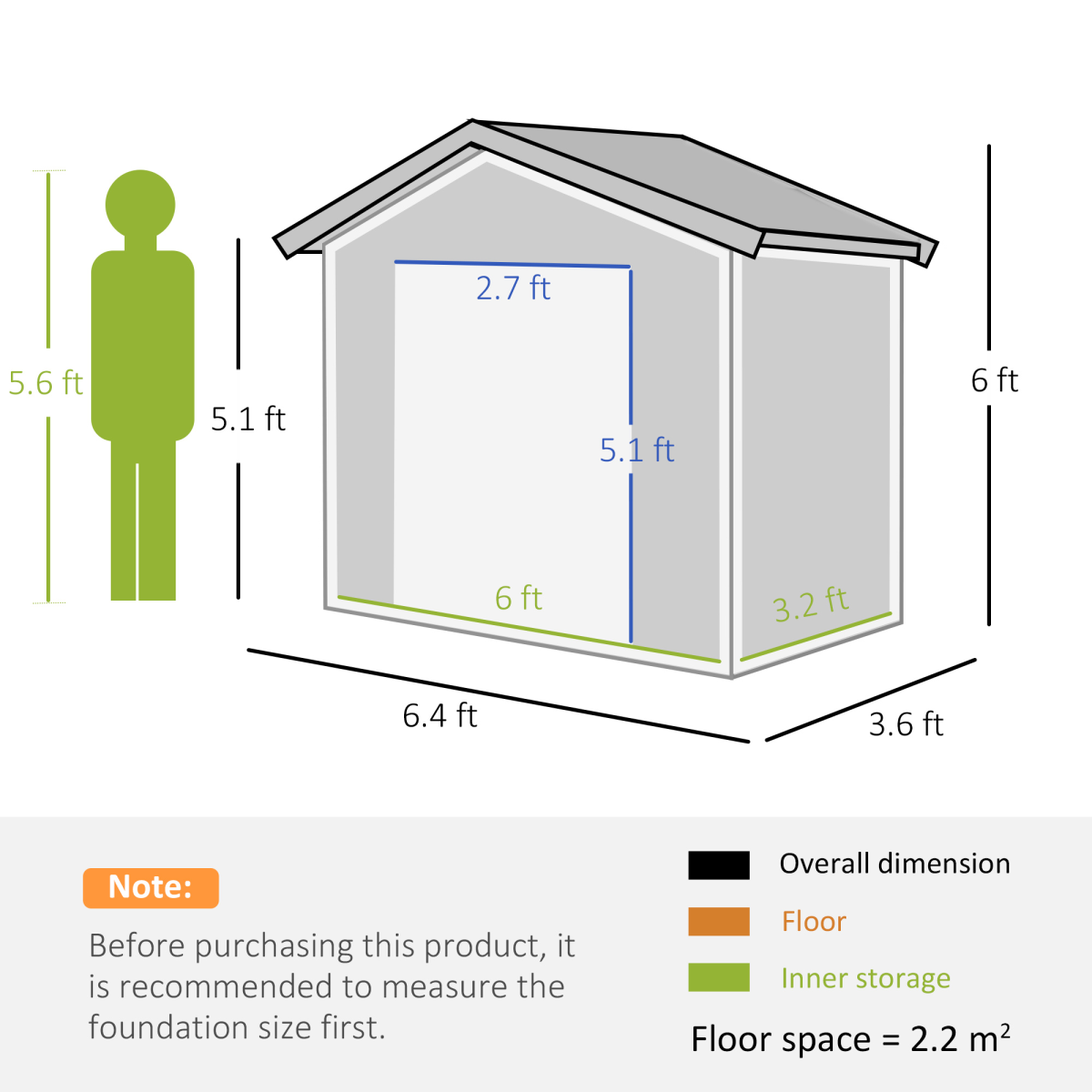 Outsunny 6.5 x 3.5ft Metal Garden Shed with Double Sliding Door and Sloped Roof – Outdoor Storage, Grey