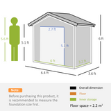 Outsunny 6.5 x 3.5ft Metal Garden Shed with Double Sliding Door and Sloped Roof – Outdoor Storage, Grey