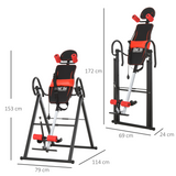 HOMCOM Adjustable Gravity Inversion Table with Safety Belt, Padded Board & Foldable Steel Frame