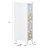 HOMCOM 4-Drawer Storage Cabinet with Patterned Drawers & Anti-Tipping Straps – Slim Tallboy for Bedroom