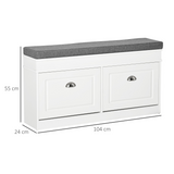 Shoe Storage Bench with Padded Seat Cushion & 2 Drawers – Compact Hallway Seating