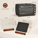 HOMCOM 36L Countertop Toaster Oven with 2 Hot Plates – Grill, Roast & Bake, Mini Kitchen Cooker