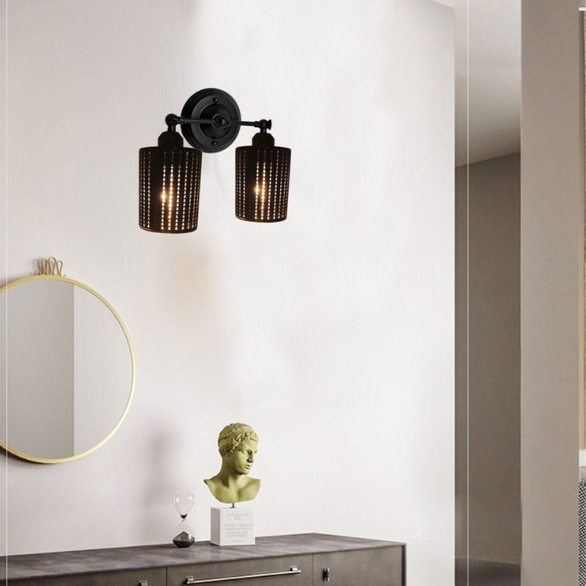 LEDSone Brushed Copper Wall Light with Cage Shade & E27 Base – Wall-Mounted Sconce for Living Rooms
