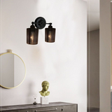 LEDSone Brushed Copper Wall Light with Cage Shade & E27 Base – Wall-Mounted Sconce for Living Rooms
