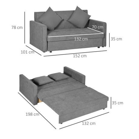 HOMCOM 2 Seater Sofa Bed inner storage detail