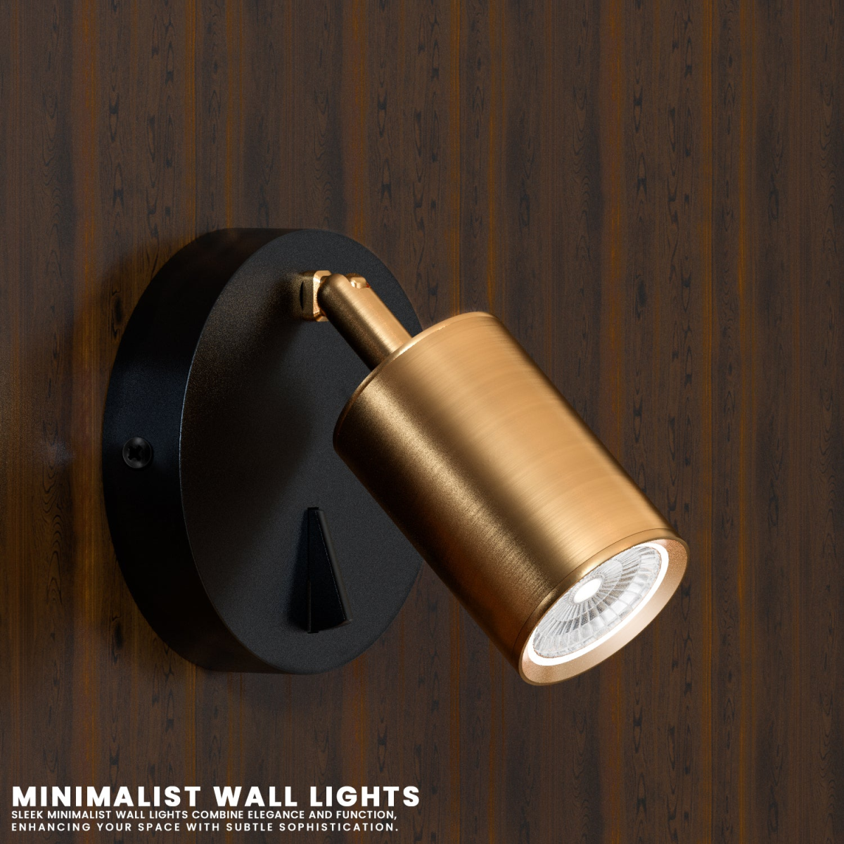 LEDSone Rotatable GU10 Spotlight Wall Light with On-Off Switch – Adjustable Metal Wall Lamp, Yellow Brass