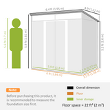 Metal Garden Shed with Lockable Sliding Doors, Windows & Foundation Kit – Bike & Tool Store, Charcoal Grey